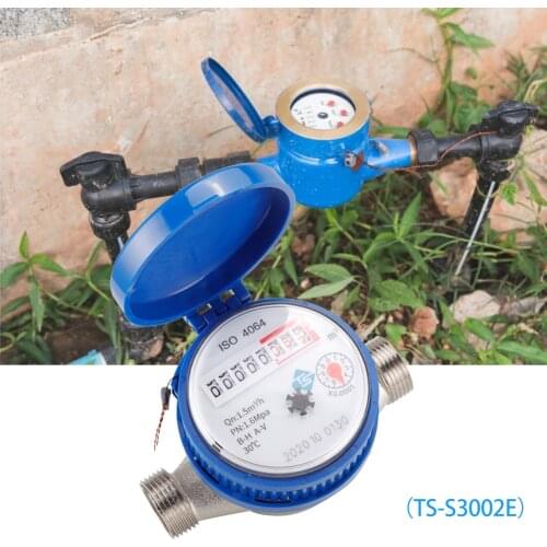 Cold Water Meter with Free Fittings 360 Degree Freely Adjustable Rotary Counter Water Measuring Meter for Garden Home Using