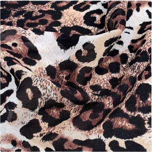Width 51" Comfortable Fashionable Small Leopard Print Silk Chiffon Fabric By The Half Yard For Dress Shirt Material