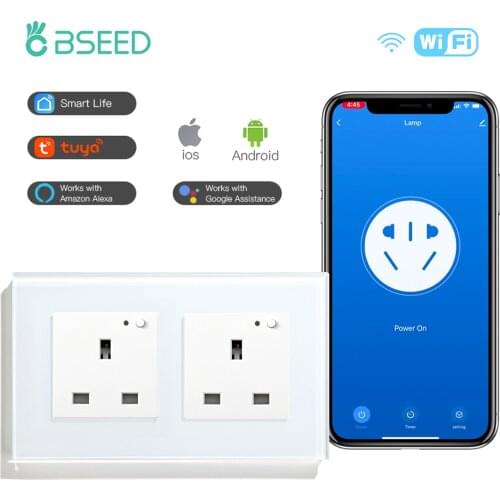 BSEED UK Standard Wall Socket Wifi Double Triple Smart Socket WIFI Socket White Black Golden Colors