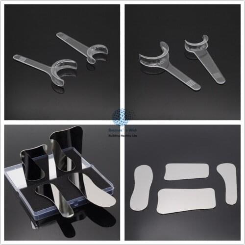 DENTAL 4Pcs Stainless Steel Photographic Mirror+T-Shape Intraoral Cheek Lip Retractor Opener