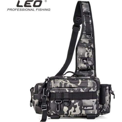 LEO Fishing Tackle Bag Lure Reel Rod Backpack Multifunctional Men One Shoulder Camouflage Pack for Outdoor Fish Sports