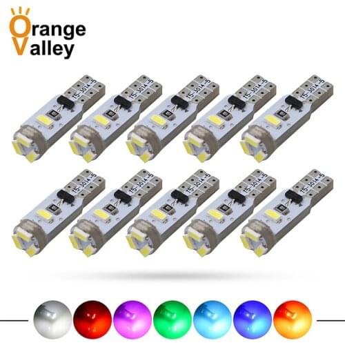 10Pcs T5 3014 SMD W1.2W 73 74 5 Car LED Lights Super Bright Interior Instrument Lamps DC 12V