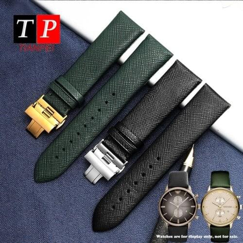 Universal Style Cowhide Ventilation Silicone strap for ArmaniAR1722 AR1755 Replace Leather Bracelet Watch with Male Women