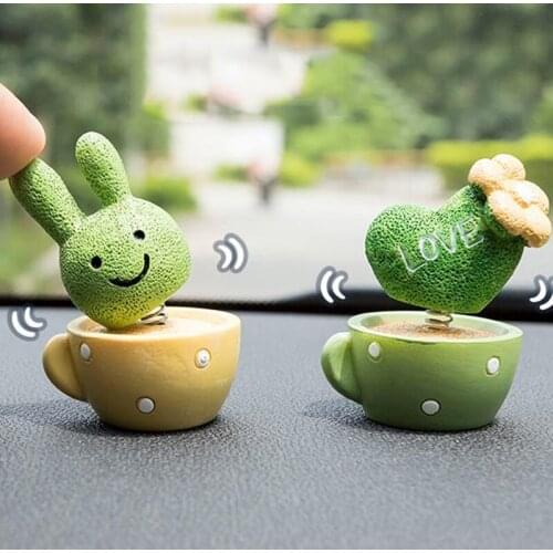 Moving head cactus car decorations car decorations car accessories interior home desktop decoration cake dessert decoration