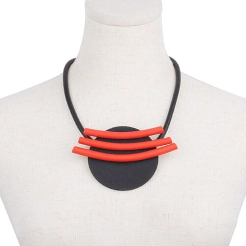 YD&YDBZ Red Rubber Stripe Charms Necklaces For Ladies Classic Geometry Chains Around The Neck Choker Party Bar Festival Gift