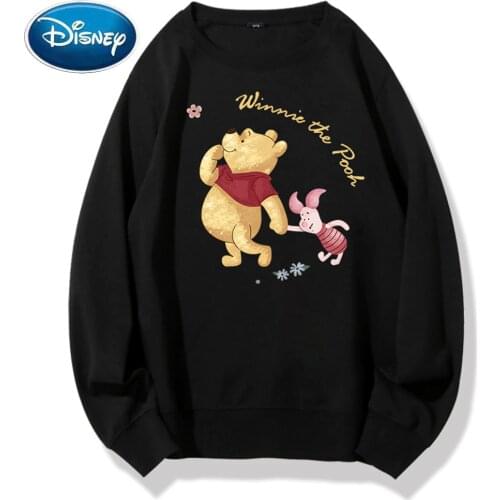 Disney Sweatshirt Fashion Winnie the Pooh Bear Pig Cartoon Letter Print Women Unisex Long Sleeve Harajuku Streetwear Top 8 Color