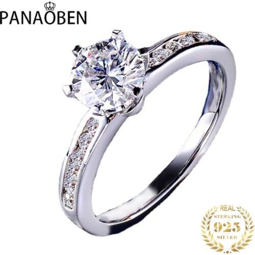 Big Diamond Sterling Silver 925 Rings for Women Wedding Engagement Party High-end Luxury Jewelry Classic Trendy Romance Cocktail