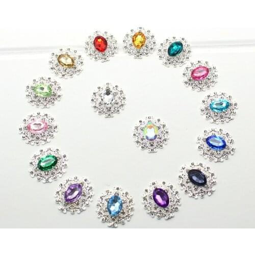 10pcs/lot 26*25MM Oval Sewing Buttons for Clothing Diy Manualidades Hair Accessories Decorative Rhinestone for Needlework