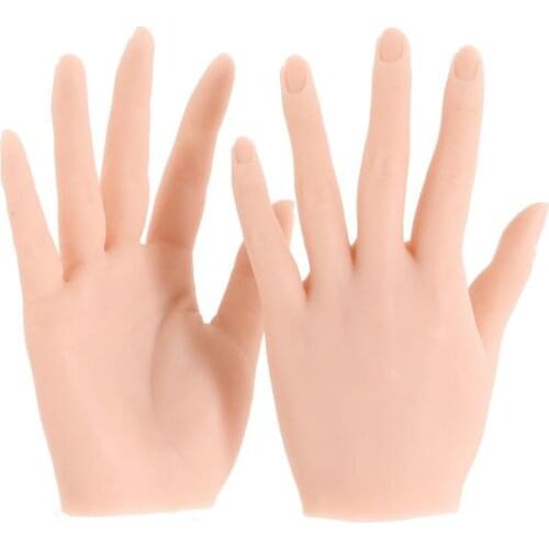 2pcs Silicone Practice Hands For Nails Lifesize Mannequin Female Model Display Training Hand Model Nail Art Practice Hand