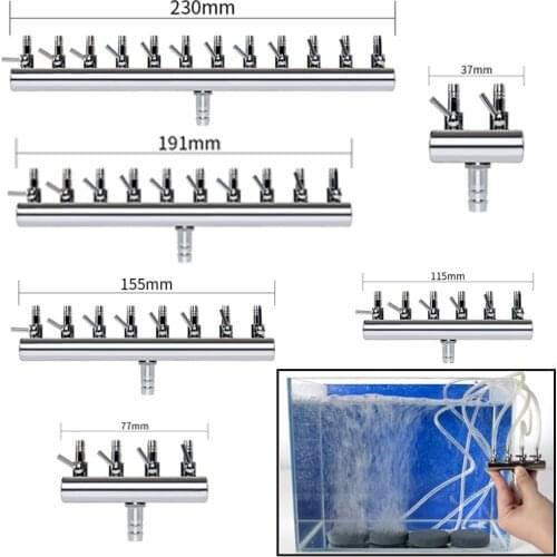 Aquarium Air Pump Splitter Distributor Fish Tank Pump Valves 2/4/6/8/10/12 Ways Stainless Steel Control Valve Aquaria 8mm to 4mm