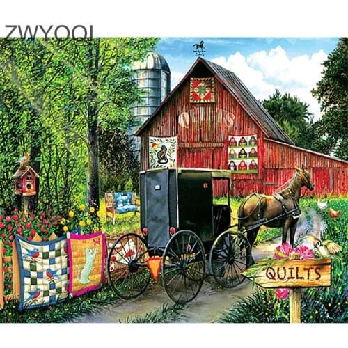 Full Square Diamond embroidery Cross stitch Carriage carpet house DIY Diamond painting Full Round Diamond mosaic Carriage carpet