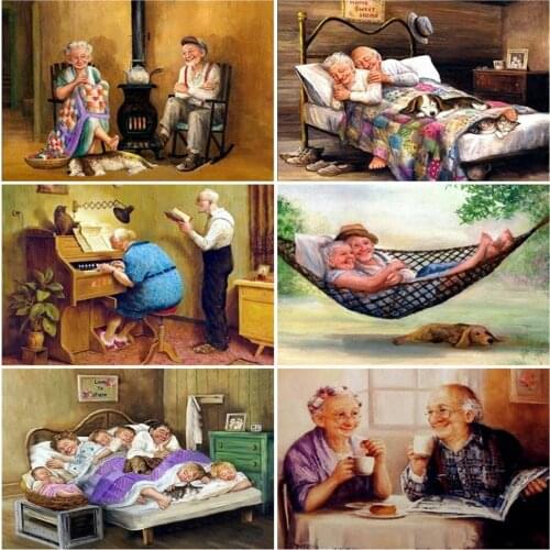 MomoArt Diamond Painting Cross Stitch Couple Picture Of Rhinestones Full Kits Cartoon Diamond Embroidery Sale Home Decor