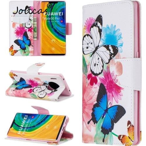 Phone Etui Cases For capa Huawei Mate 30 Pro Mobile Butterfly PU Leather Wallet Case Estuche sFor Huawei telefoon Mate 30 Pro