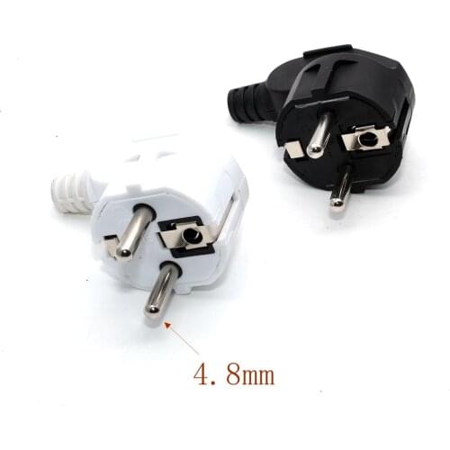 Black white 90 degree elbow connector 250v 10a 16a french Russia Korea Germany Thailand power cord wired cable plug
