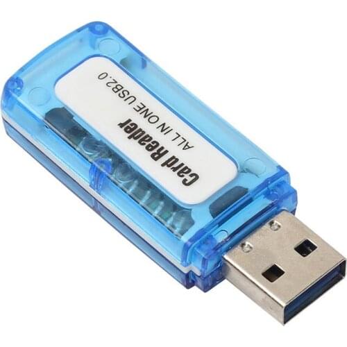 Blue Transparent Card Reader Multi-Function 4 in 1 Memory Card Reader for SD/TF/T-Flash/M2 Card USB 2.0 Cartridge For Laptop
