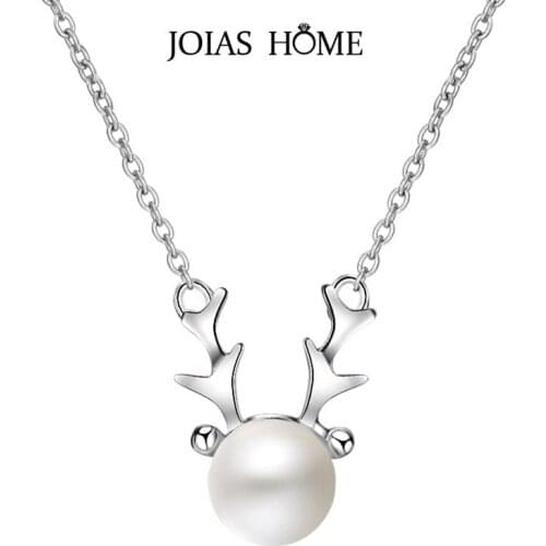 JoiasHome Classic 925 Sterling Silver Necklace For Charm Women With Round Shape Pearl Earring Wedding Party Wholesale Gift