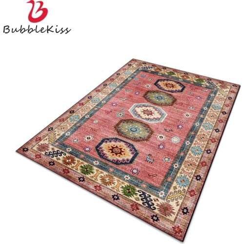 Bubble Kiss Ethnic Retro Style Red Carpets For Living Room Soft Non-Slip Bedroom Bedside Customized Mats Home Decoration Rugs