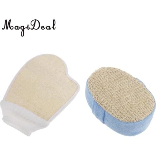 MagiDeal Bath Sponge Massage Shower Scrub Pad with Loofah Bath Exfoliating Scrubber Glove