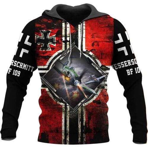 New fighter BF 109 3D full print Hoodie mens and womens fashion casual jacket