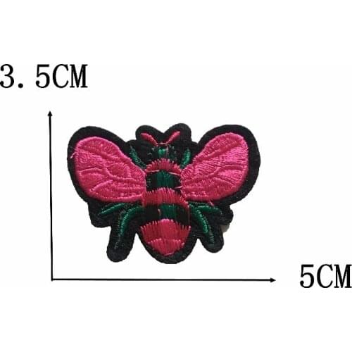 New Arrival Pink Bee Embroidered Patches Iron on Bug Appliques Patch DIY Garmewnt Accessories Backpack Cloth Patches 10Pcs/lot
