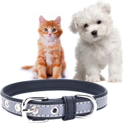 Legendog Reflective Leather Personalized Engraved Dog Collar Safety Small Pet Collar For Lighted Up Dogs Collars Pet Supplies