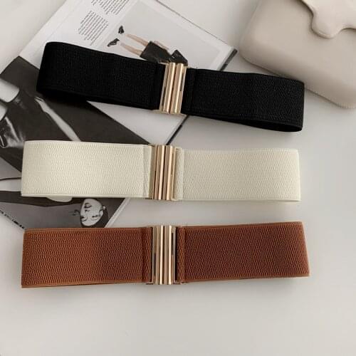 Waistband Soft Accessories Buckle Ladies Stretch Solid Korean Style Trimmer Durable Metal Elastic Waist Fashion Women Belt