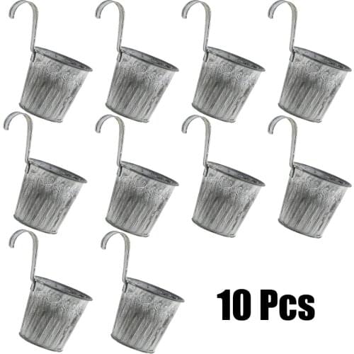 Retro Metal Iron Flower Pot Vase Flower Bucket Hanging Balcony Garden Office Planter Home Decor