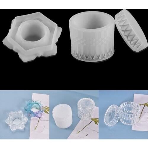 Crystal Silicone Flower Shape Storage Bottle Mold Epoxy UV Gift Box Mold for DIY Silicone Resin Jewelry Making Tools