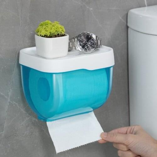 Self-adhesive Tissue Box Bathroom Toilet Paper Holder Dispenser Phone Holder