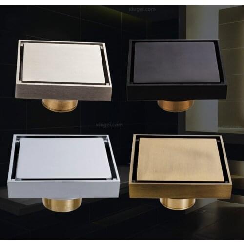Bathroom Floor Drain Brass 100x100mm Square Anti Odor Floor Drain Bathroom Balcony Invisible Shower Drain Bathroom Accessories