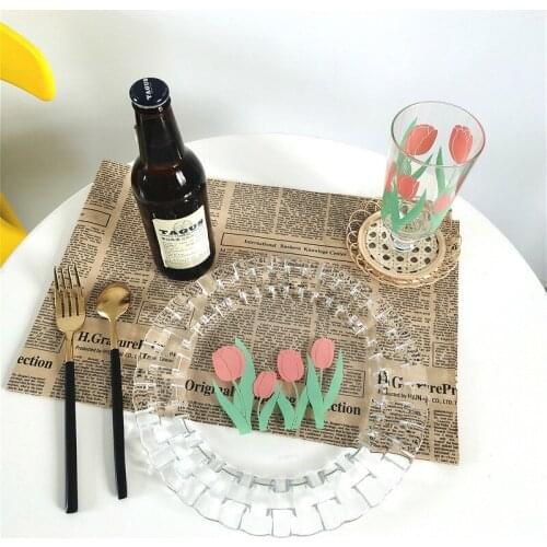 Super Popular Japan Korean Style Classic Tulip Plate Wine Cups 2 Styles Tableware Set Cute Grandma Plate Goblet Salad Sashimi