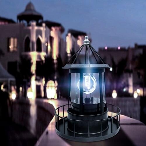 Lighthouse Solar LED Light Rotating Lamps Yard Garden Fence Outdoor Decoration Sensor Beacom Lamp Lighting Tools