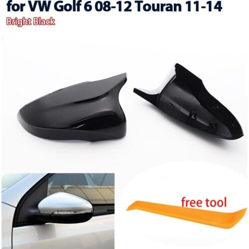 High Quality ABS Sport Styple Bright Black Replacement for Volkswagen VW Golf6 Golf6 MK6 08-12 Touran 11-14 Mirror cover Cap