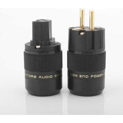High Quality Schuko Power Plug EU Plug Hifi European plug Male Female Power Plug 24K Gold plated Rhodium silver Plated HIFI diy