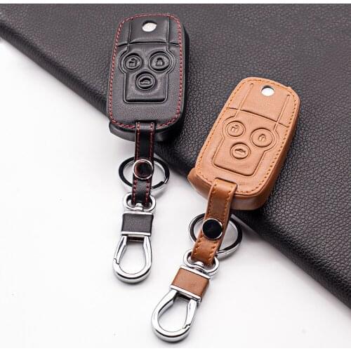 High Quality Leather Key Case for Car Key Chain For Honda Accord City Civic Crv Element Fit Hrv Odyssey Crider Jed 3 buttons