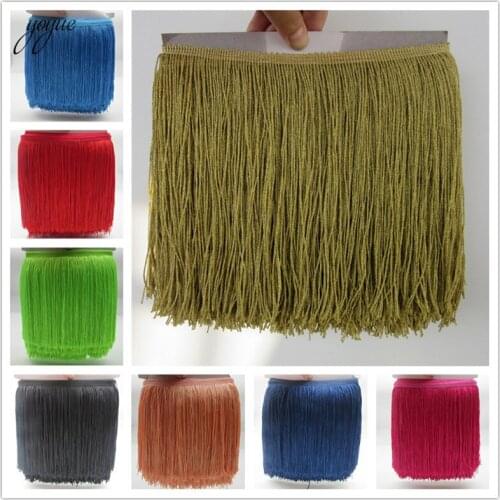 YOYUE 10meter/lot 20cm Wide Lace Fringe Trim Tassel Fringe Trimming For DIY Latin Dress Stage Clothes Accessories Lace Ribbon