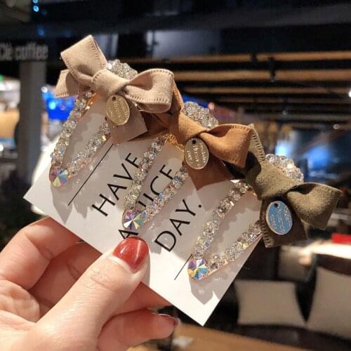 Women Bow Metal Rhinestone Hair Clip Girls Fashion Barrettes Crystal Hairpins