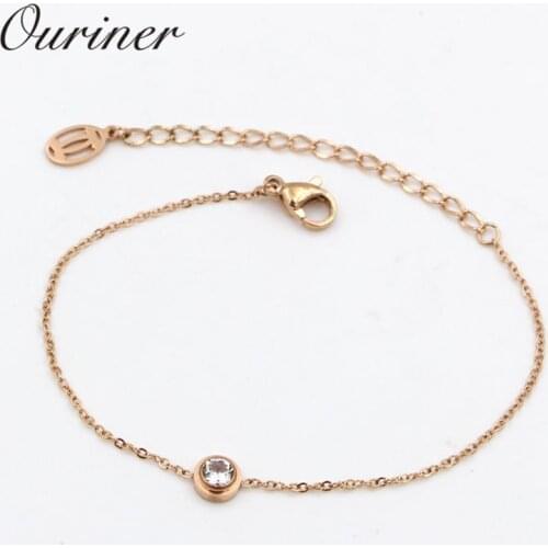 Single Jewelry Thin Rope Line Bracelet Single Crystal Bangle Rose Gold-Color Chains Charms Bracelet Women Lover K0002-1