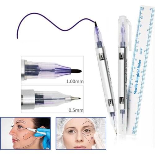 Surgical Eyebrow Skin Tattoo Marker Pen Tool Accessories With Measuring Ruler 1 Set