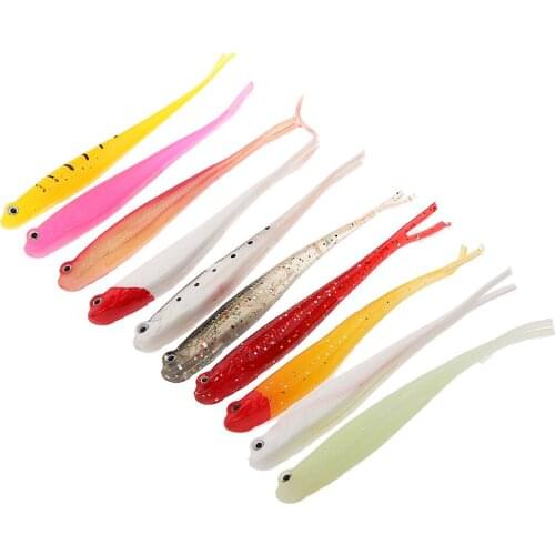 10pcs Soft Plastic Fishing Lure Swim Baits Micro Head Jig Terminal Tackle