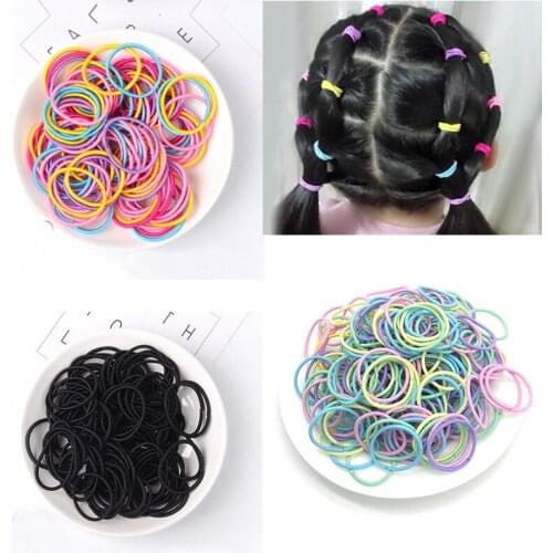 100pcs/Pack Hair Accessories Girls Rubber Bands Scrunchy Elastic Hair Bands Kids Baby Headband Decorations Ties Gum for Hair