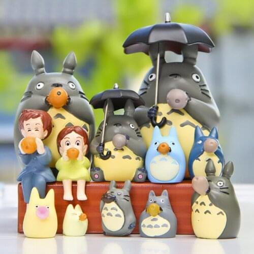 12pcs/lot My Neighbor Totoro Kiki Kikis Delivery PVC Cat Action Figure Doll Diy Satsuki Mei Anime Resin Plastic Model
