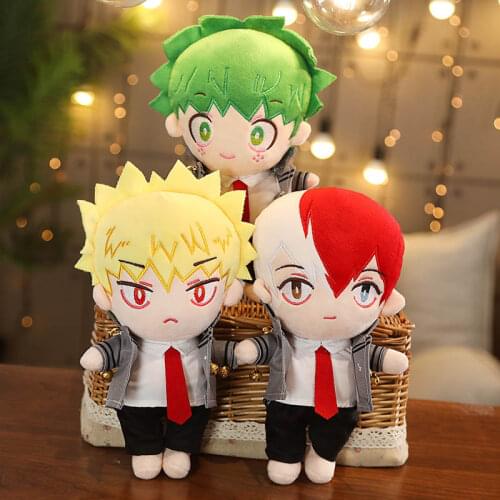 20cm Anime Boku no My Hero Academia Midoriya Izuku Bakugou Katsuki Todoroki Cute DIY Change Dolls Plush Toy Cosplay Xmas Gift