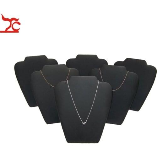 3Pcs/6Pcs Wooden Necklace Organizer Display Easel Holder Foldable Black PU Pendant Jewelry Showcase Rack Stand 18*20CM