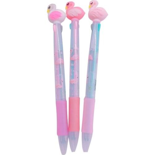30pcs/lot Korean flamingo cartoon silicone blue black red 3 color Press Ballpoint Pen School Office Supply Gift Stationery
