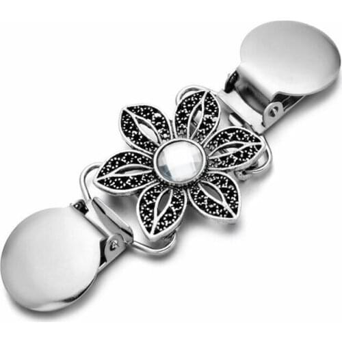 4pcs/set Antique Silver Color Sweater Cardigan Collar Brooch Duckbill Buckle Blouse Clip Brooch Pins Women Clothing Decoration