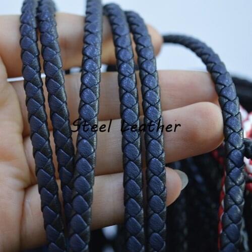 5m/lot Approx 5*4mm blue black leather Cord For DIY Bracelet Necklace Accesories Gift Boxes Packaging decoration leather strands