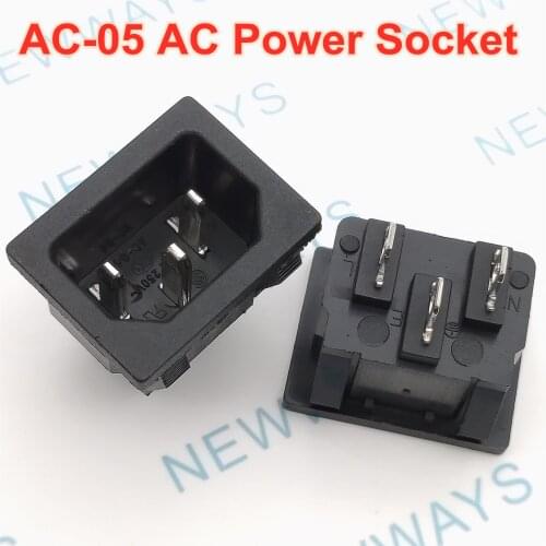 5Pcs/Lot Ac-05 3Pin In One Ac Power Socket Character 250V 10A Male Socket
