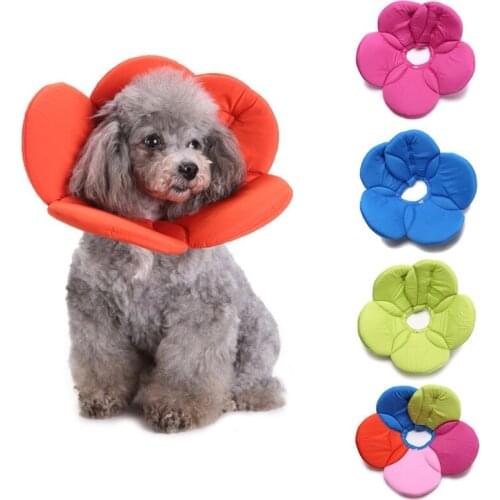 6 Color Pet Cat Dog Flower Neck Collar Anti Bite Beauty Adjustable Neck Strap Protector Cover Ring