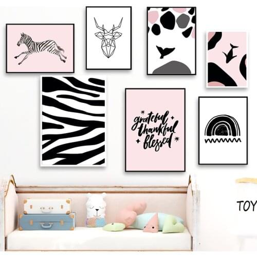 Abstract Deer Whale Zebra Quote Wall Art Canvas Painting Nordic Posters And Prints Animal Wall Pictures For Baby Kids Room Decor